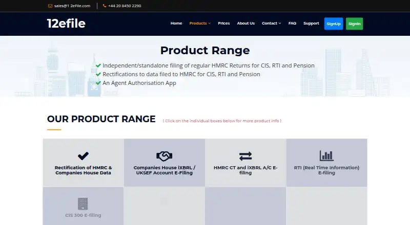The 12efile RTI E-Filing homepage