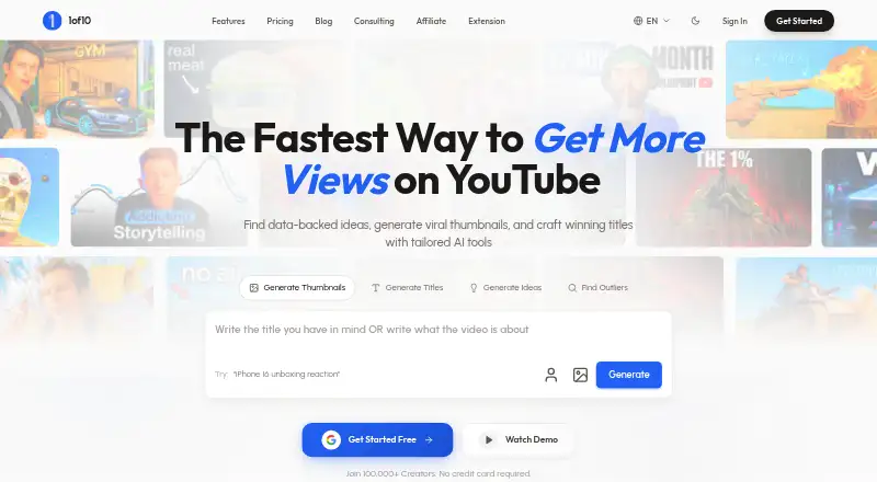 The 1of10 homepage