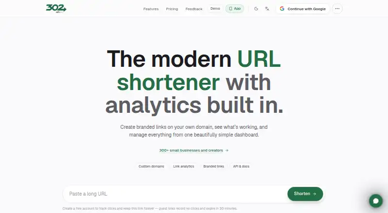 The 302.sh homepage