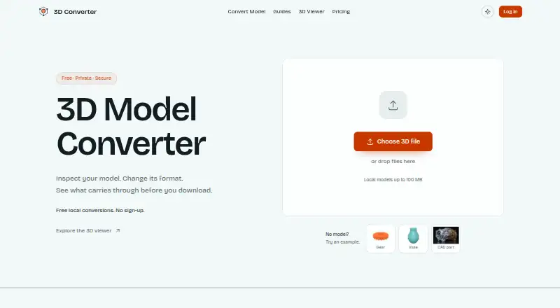 The 3D Model Converter homepage