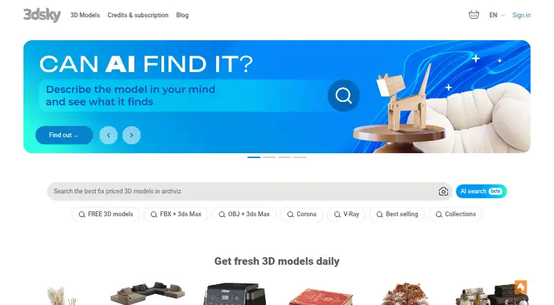The 3dsky homepage