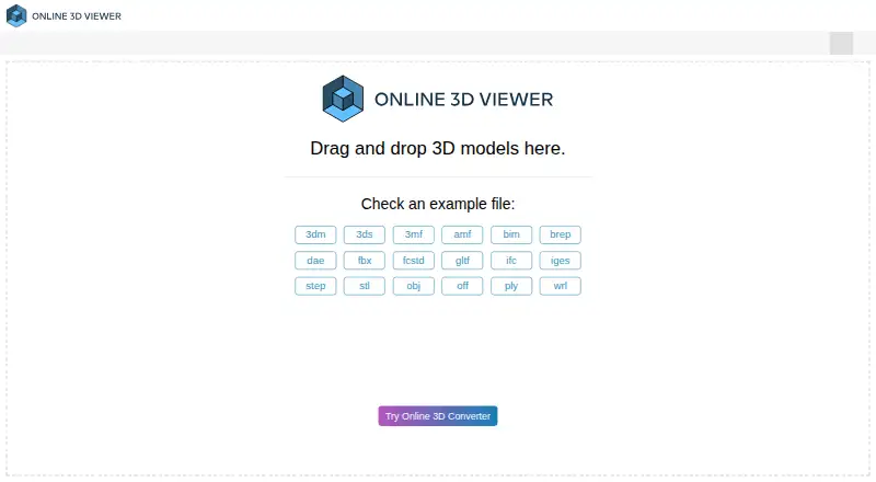 The Online 3D Viewer homepage