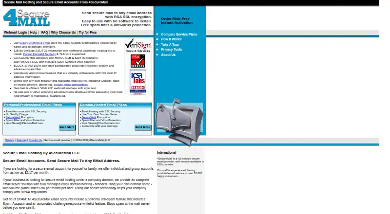 The 4SecureMail homepage