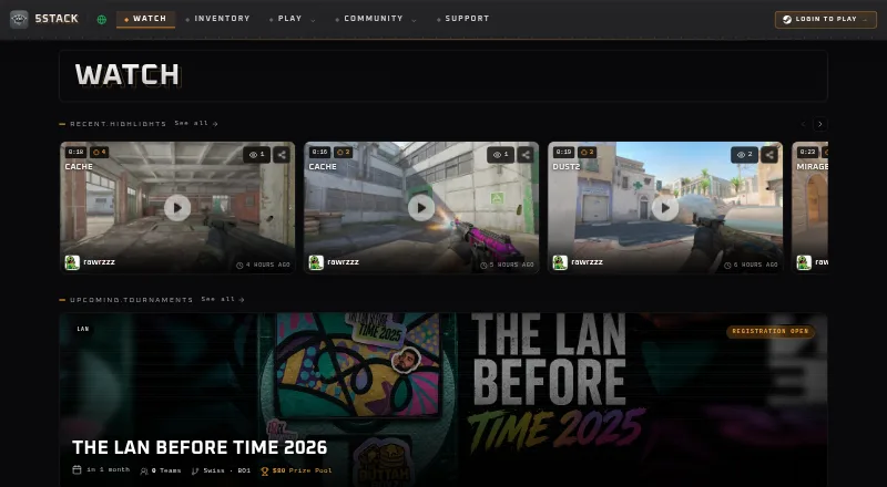 The 5Stack homepage