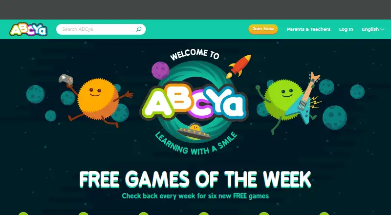 The ABCya! homepage