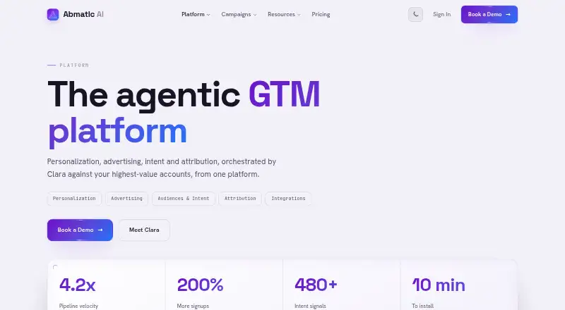 The Abmatic AI homepage