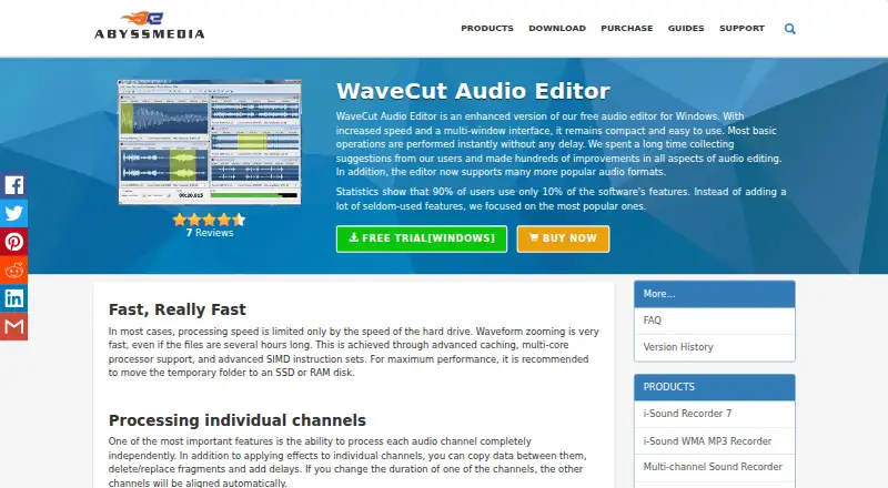 The WaveCut Audio Editor homepage