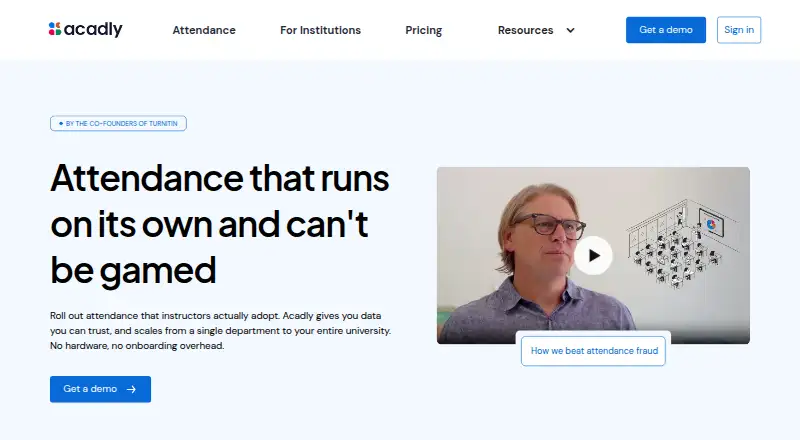 The Acadly homepage