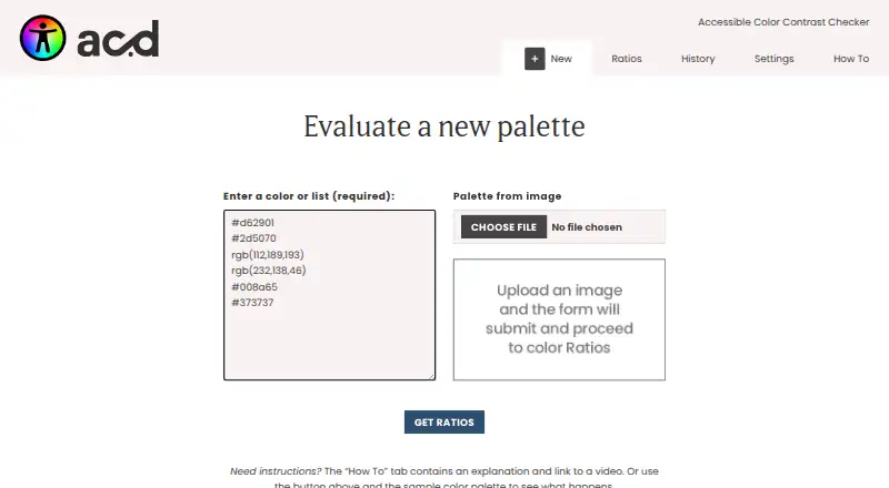 The AccessibleColor.design homepage