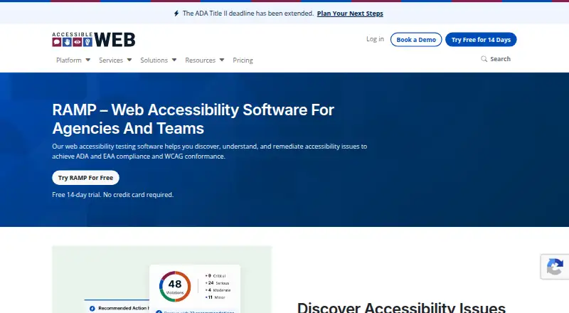 The Accessible Web RAMP homepage