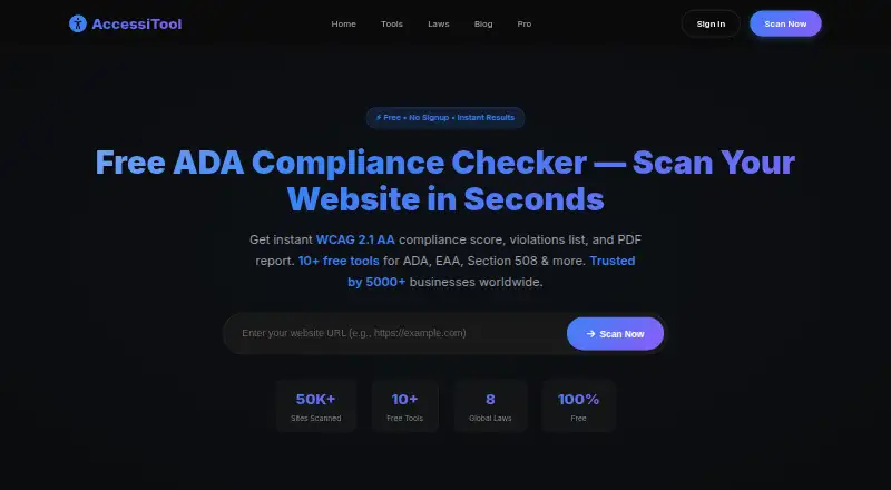 The AccessiTool homepage