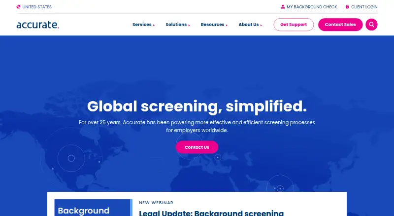 The Accurate Background homepage