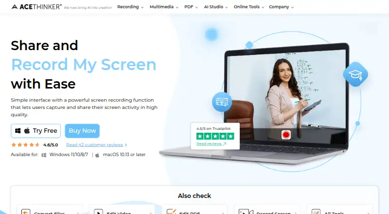 The AceThinker Aqua Demo homepage