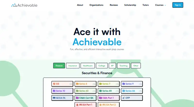 The Achievable homepage