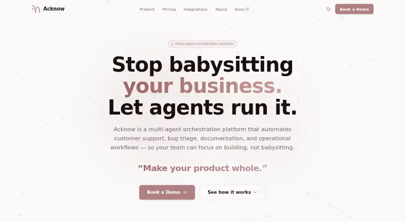 The Acknow homepage