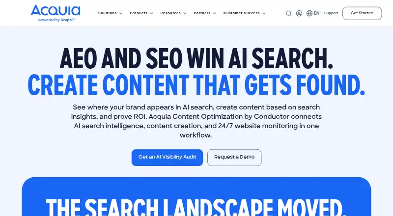 The Acquia Content Optimization homepage