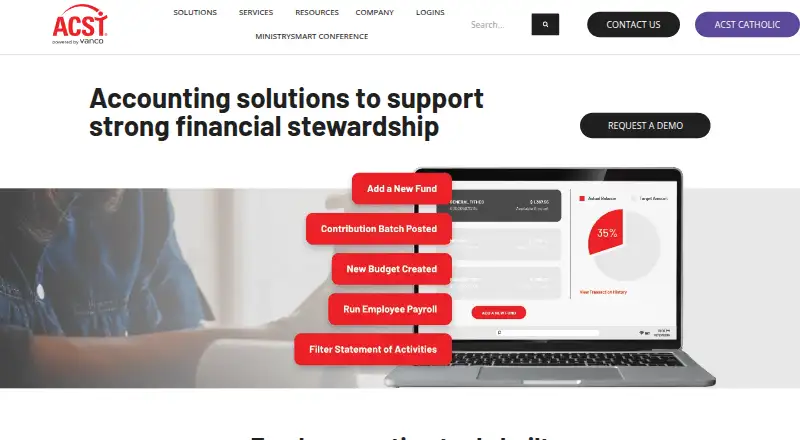 The ACS Financials homepage
