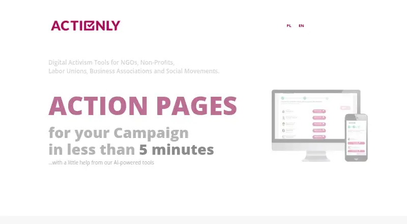 The Actionly homepage