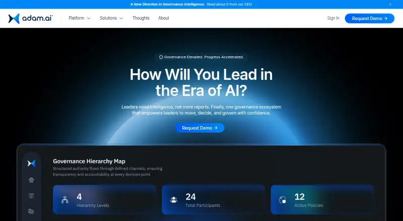 The adam.ai homepage