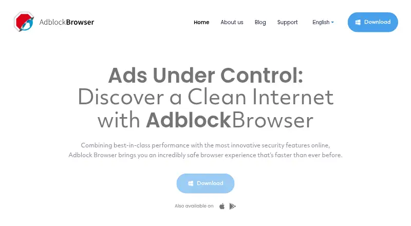 The Adblock Browser homepage