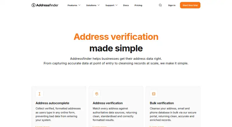 The Addressfinder homepage