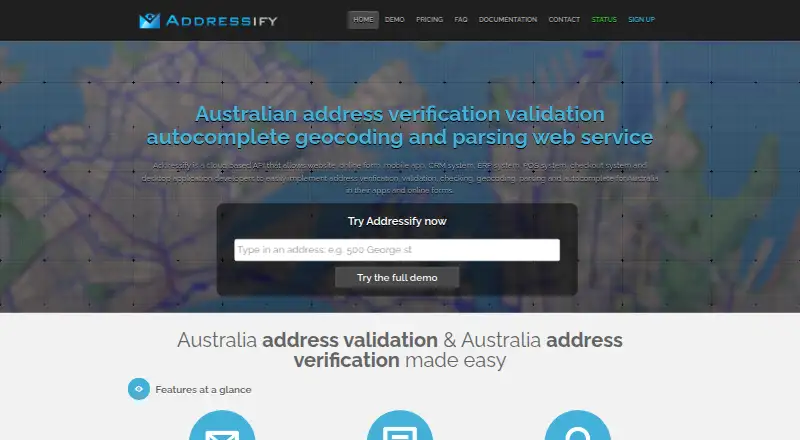 The Addressify homepage
