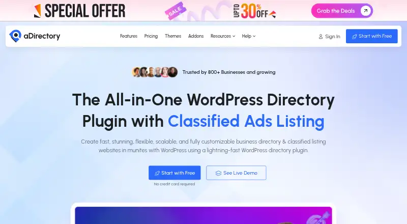 The aDirectory homepage