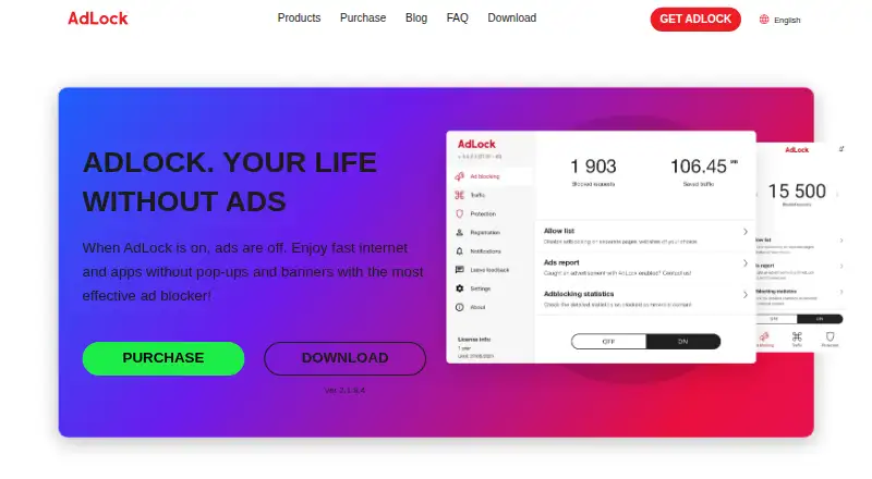 The AdLock homepage
