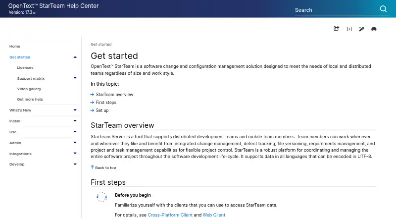 The OpenText StarTeam homepage