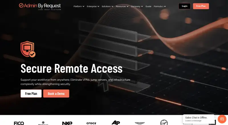 The Admin By Request Secure Remote Access homepage
