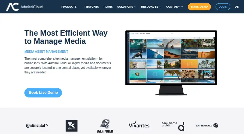 The AdmiralCloud DAM homepage