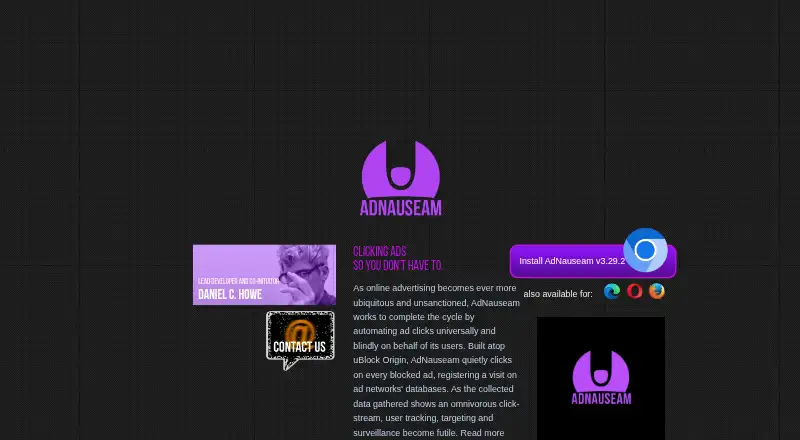 The AdNauseam homepage