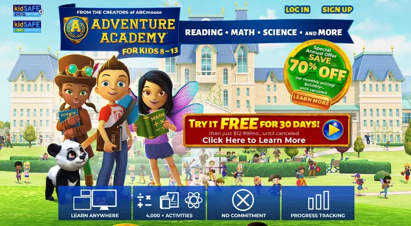 The Adventure Academy homepage