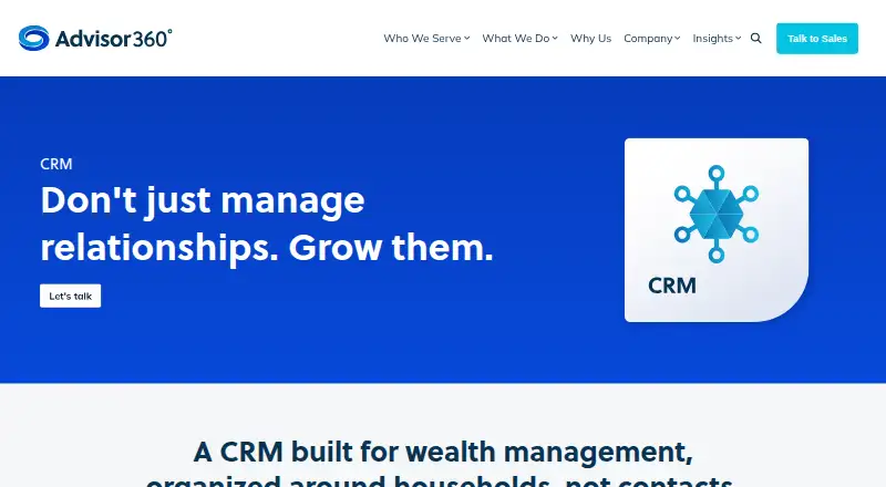 The Advisor360° CRM homepage