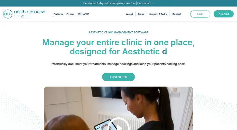 The Aesthetic Nurse Software homepage
