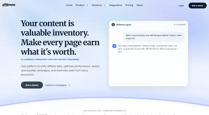 The Affilimate homepage