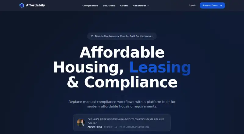 The Affordabily homepage