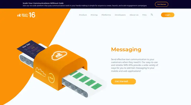 The Africa's Talking SMS homepage
