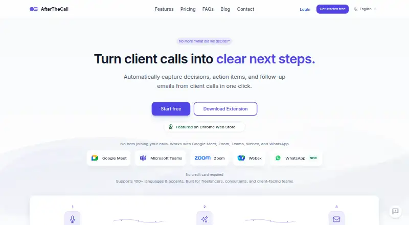 The AfterTheCall homepage