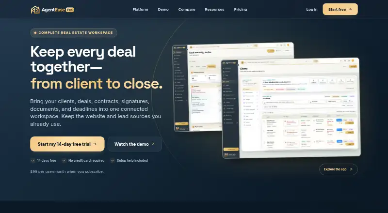 The AgentEasePro homepage