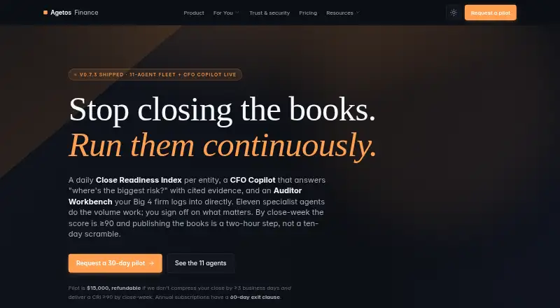 The Agetos Finance homepage