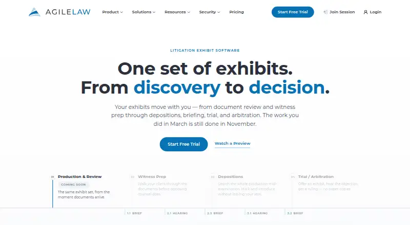 The AgileLaw homepage