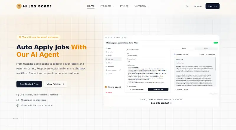 The AI Job Agent homepage