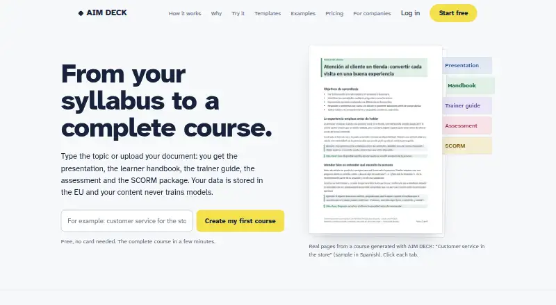 The AIM DECK homepage