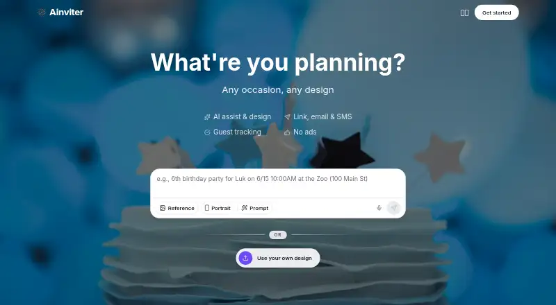 The AInviter homepage