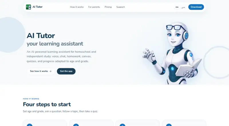 The AI Tutor homepage