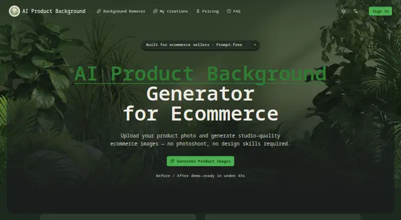 The AI Product Background homepage