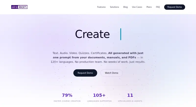 The Aira Learn homepage