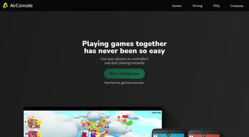 The AirConsole homepage