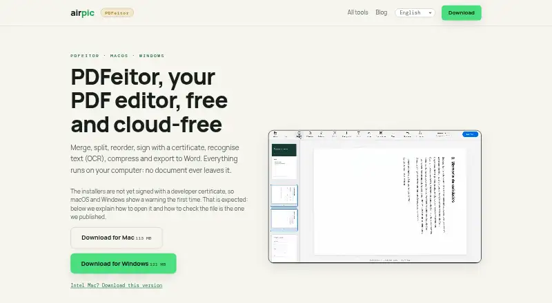 The PDFeitor homepage